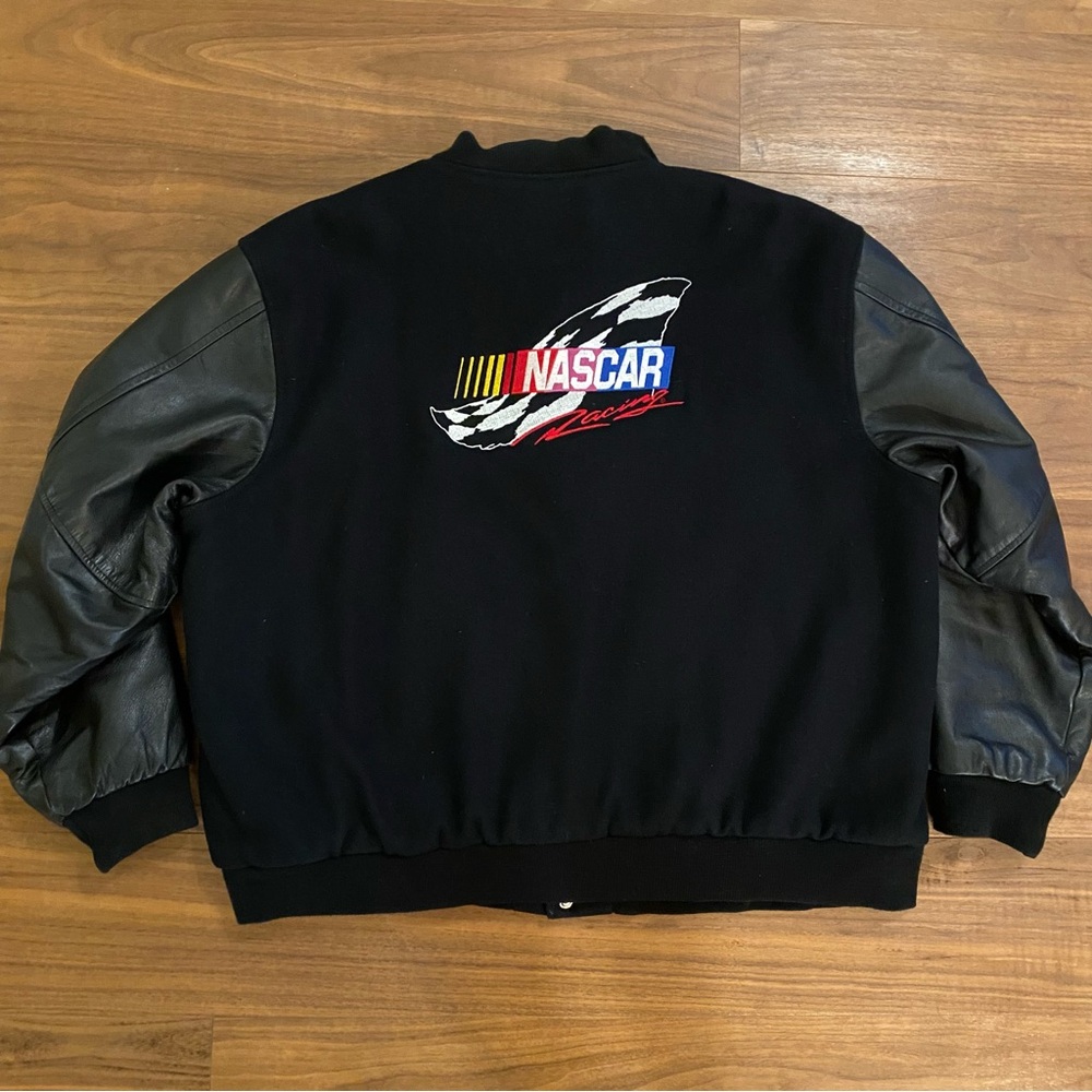 Vintage NASCAR Racing Varsity Jacket Leather Sleeves GAME Sportswear 2X
